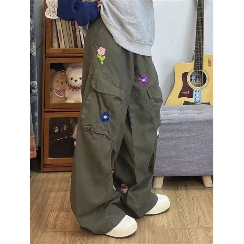 美式高街花朵刺绣重工水洗宽松直筒裤子男女情侣宽松牛仔裤NG126,男装牛仔裤,星座1116A（原606A-3）