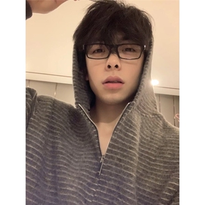 【有货】DA231-特批55新款美式条纹拉链开衫连帽卫衣男女情侣外套图片