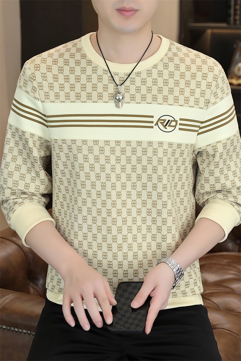 秋季男士休闲时尚圆领套头针织卫衣打底衫L6006--P45,男装T恤,星座310B-3