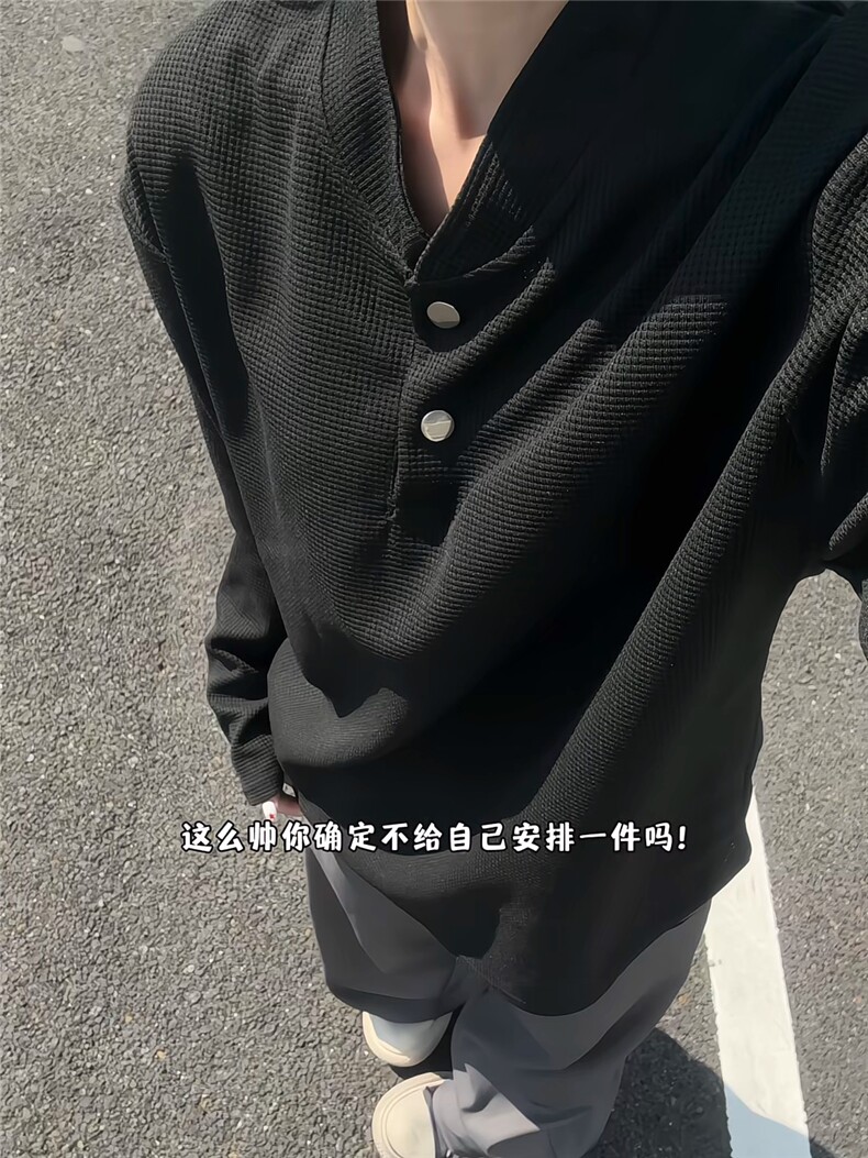 XZ809A/SYR15/特P29/控58华夫格亨利领长袖T恤,男装T恤,星座809A(原222-1)