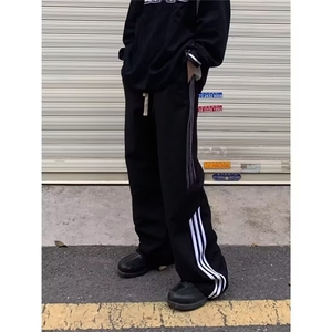 直筒休闲裤子男生宽松潮侧边三条杠条纹运动裤LC2877-P36 加绒45图片