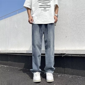 春秋季休闲裤子美式复古牛仔裤潮牌男学生高街长裤百搭直筒裤图片