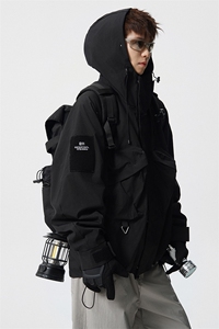8XL-M特大码冲锋衣防水宽松工装风男夹克外套JK1306P90控118图片