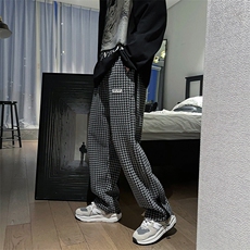 秋冬加厚毛呢料格子休闲裤宽松男裤毛呢裤KK10p55，男装休闲裤，电商D315A