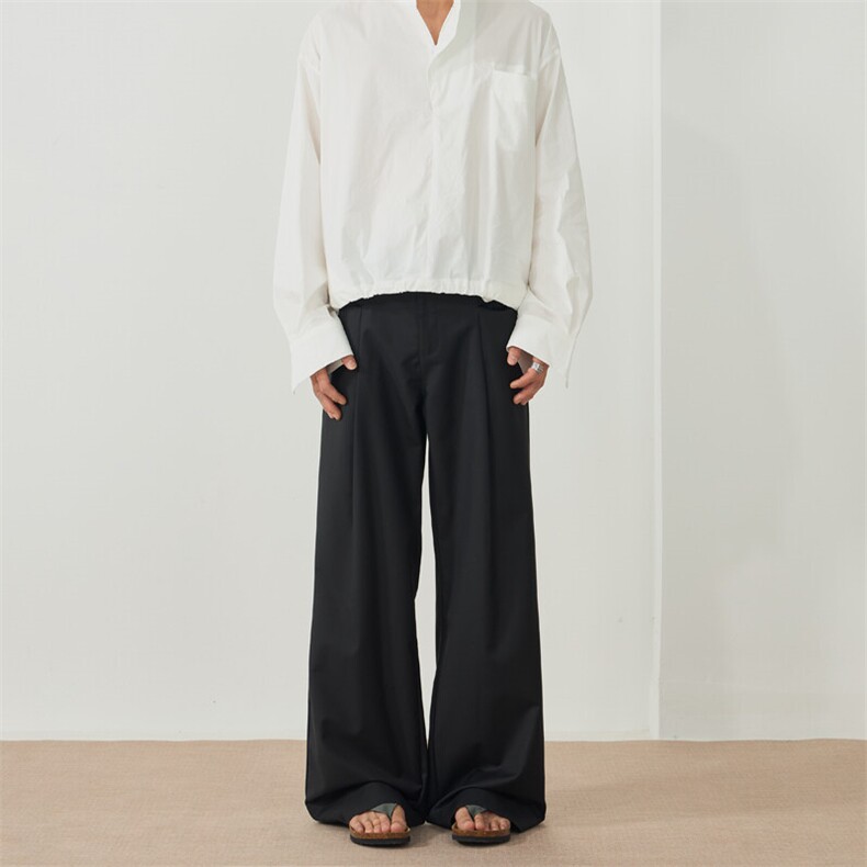 宽松阔腿休闲西裤男女同款老钱风2025春夏新款高腰垂感慵懒风潮裤,男装休闲裤,星座301D(原星座1004-8）