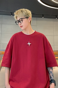 港风可拆卸四芒星多色短袖T恤男DT77783P16块特价：供抖音视频图片