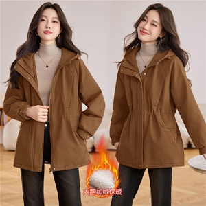 现货！现货！2025冬季新款加绒加厚连帽棉衣棉服女图片
