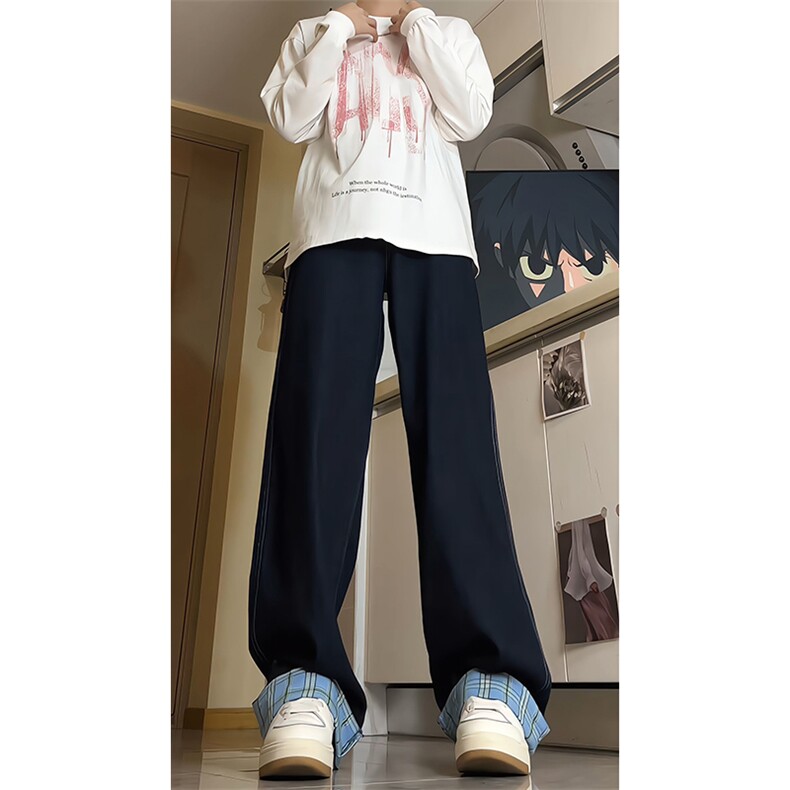 加长版裤子男高个子拼接卷边格子188cm110牛仔裤KZ011P65加绒75,男装牛仔裤,电商B312
