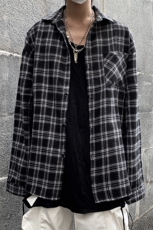 格子衬衫男装长袖新款春秋日系韩版潮流宽松外套衬衣百搭3201-P45，男装衬衫，电商A318