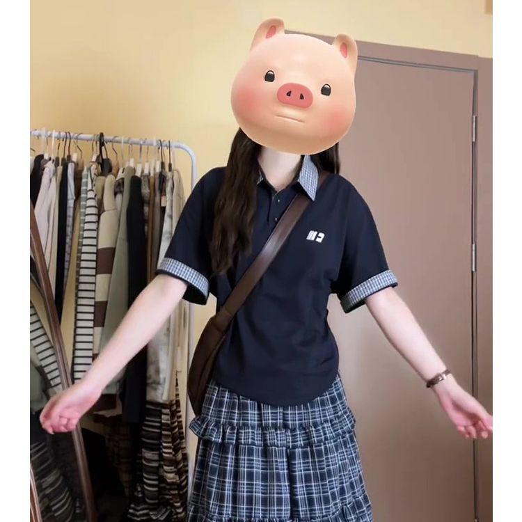 H1010-P38刺绣原版做工宽松休闲翻领POLO衫短袖T恤,女装T恤,星座617A-2