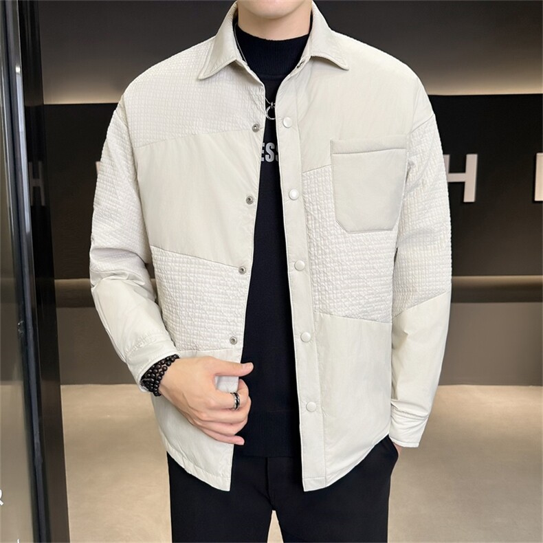 标90白鸭绒 店主风冬季翻领拼接轻奢休闲羽绒服外套8811-P210图片