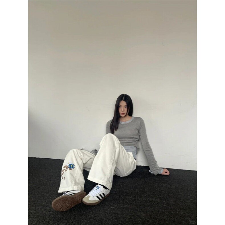 【有货】S6007ZZ-特45白色美式刺绣牛仔裤痞帅高级感裤子,男装牛仔裤,星座1007（原301D）