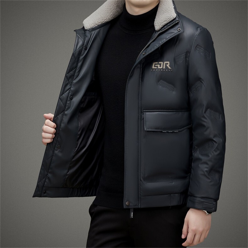 羽绒服男2023新款冬季加厚保暖立领上衣中年爸爸装男士休闲外套,男装羽绒服,电商B212（原钱塘6029）