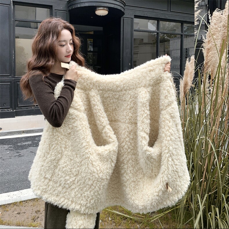 新款【大货】加厚奶黄色皮毛一体外套2C110-H9807-P215-K318,女装皮草,2C110