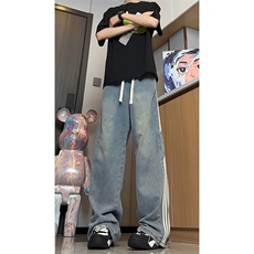A1218TP48控78-抖音品质夏季美式条纹牛仔裤男直筒百搭休闲裤子，男装休闲裤，电商B241
