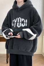 2023秋冬羊羔绒保暖上衣潮加绒连帽卫衣外套男女983-P90控价128，男装卫衣，电商A441-1