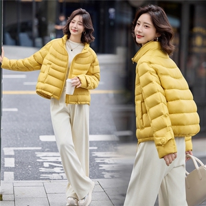 现货2025新款韩版宽松泡芙排骨羽绒服女短款冬季90白鸭绒外套图片