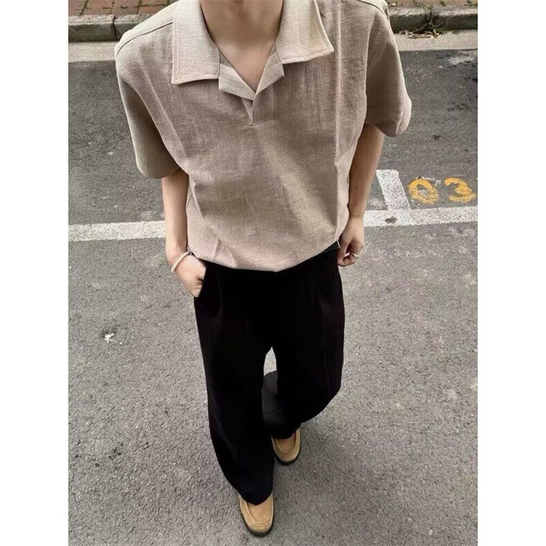 新款流行时髦polo衫气质短袖男款美式复古风原宿潮流文艺TP69，男装T恤，星座1116A（原606A-3）