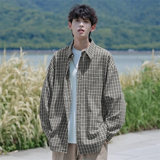 CD5493改长袖C5537春季2026新款大码复古格子衬衫外套男特P32控62，男装衬衫，电商A001