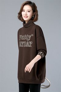 2020年秋季新款韩版休闲百搭高领卫衣女中长款打底衫秋冬上衣服图片