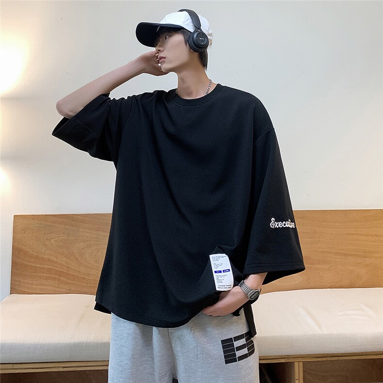 夏季冰丝七分袖字母绣花贴标T恤XZ604-DT500-P35控48,男装T恤,星座604
