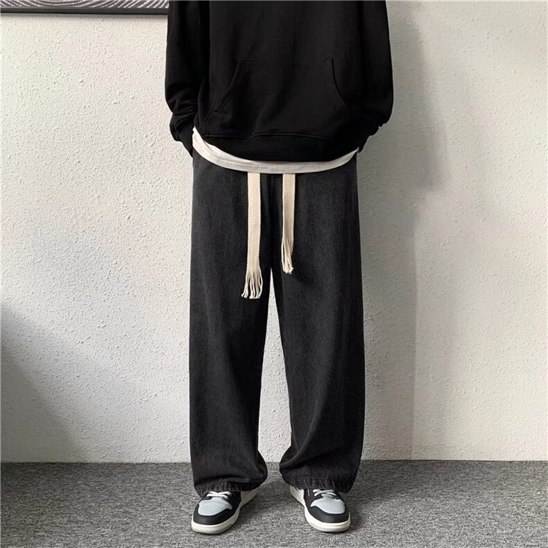 牛仔裤男士宽松直筒复古高街港风阔腿裤日系潮流直筒裤NK804-p45,男装牛仔裤,星座1008-2