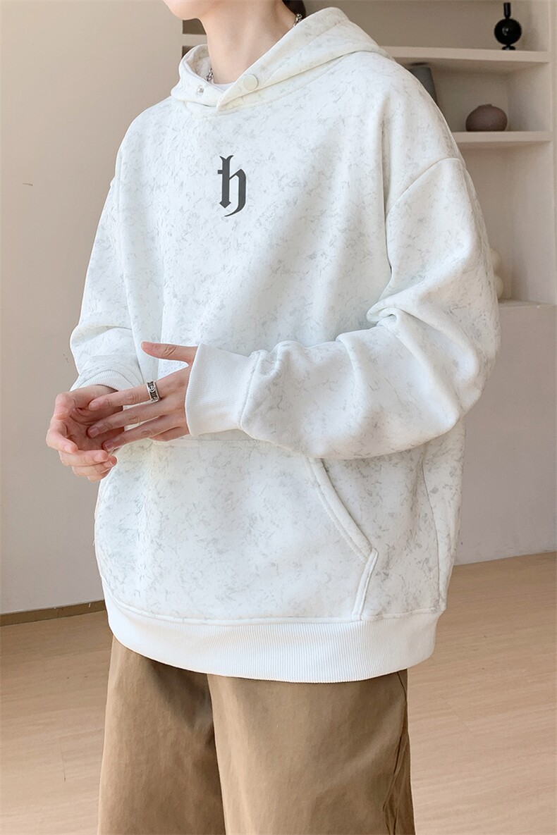 华棉内景秋冬日系大码宽松扎染连帽卫衣男潮流WY00665/P50加绒P55,男装卫衣,电商B316