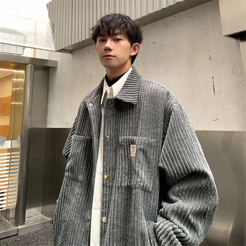 灯芯绒秋冬男式翻领夹克青年潮牌外套M17P85,男装夹克,电商A458A