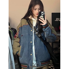 复古今年牛仔外套男女美秋季新款拼接百搭独特棒球服JK8527，男装工装外套，星座1116A（原606A-3）