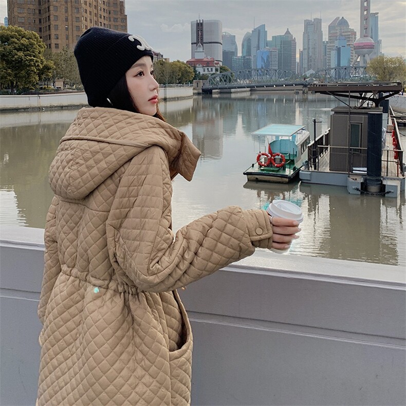 冬款现货宽松菱形格绗缝棉服293-062,女装棉衣/棉服,菡迪欧娜