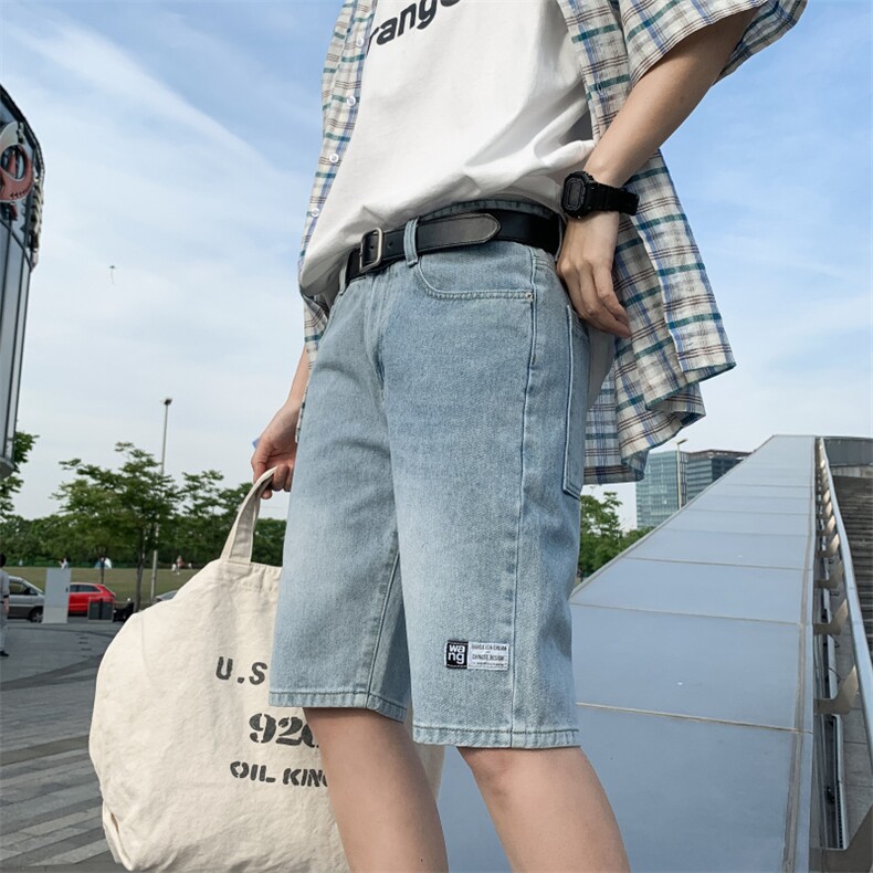 牛仔裤男士夏季薄款韩版潮流休闲短裤直筒宽松帅气五分裤D,男装牛仔裤,电商A318
