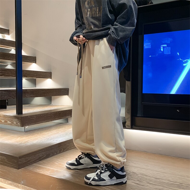 加绒加厚冬款男裤卫裤羊羔毛绒贴标束脚保暖长裤h36P40,男装休闲裤,星座1013-1