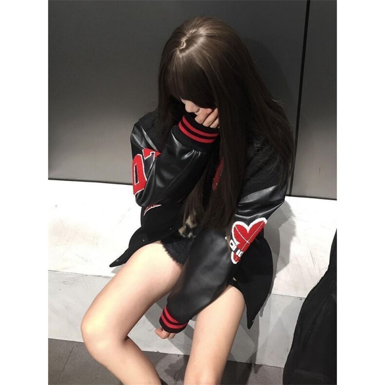 高街潮牌设计感拼接撞色棒球服外套男女秋冬美式复古宽松情侣夹克,男装夹克,星座506A