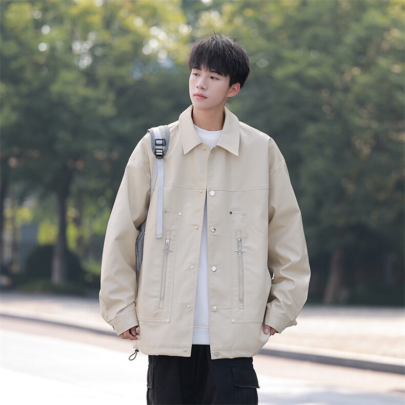 模特-美式皮衣外套男春秋季机车夹克8056-P115，男装皮衣，电商B380（原B361）