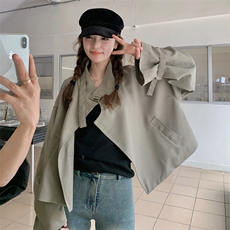 韩版时尚设计感短款风衣外套女2025春秋新款法式宽松显瘦立领上衣，女装短外套，2C272