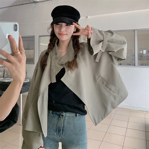 韩版时尚设计感短款风衣外套女2025春秋新款法式宽松显瘦立领上衣图片