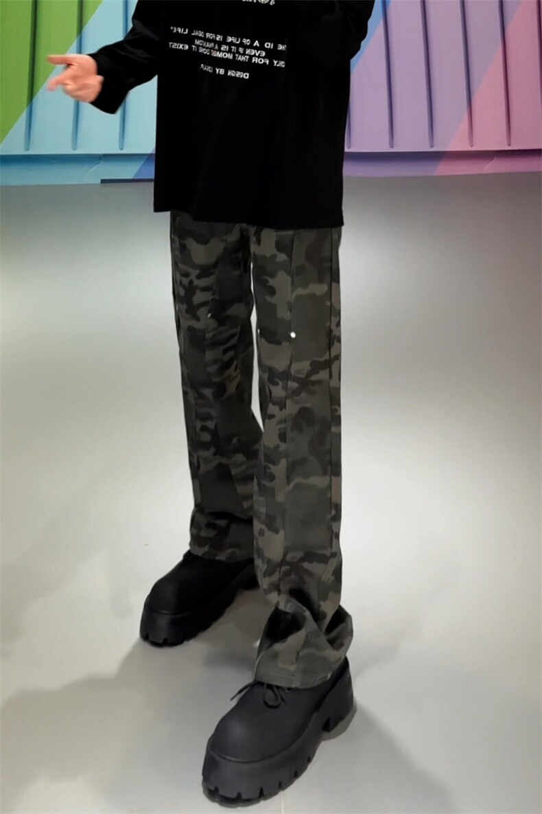 B221美式ins高街暗黑小众铆钉迷彩牛仔裤LK24386-特P46控78,男装休闲裤,电商B221