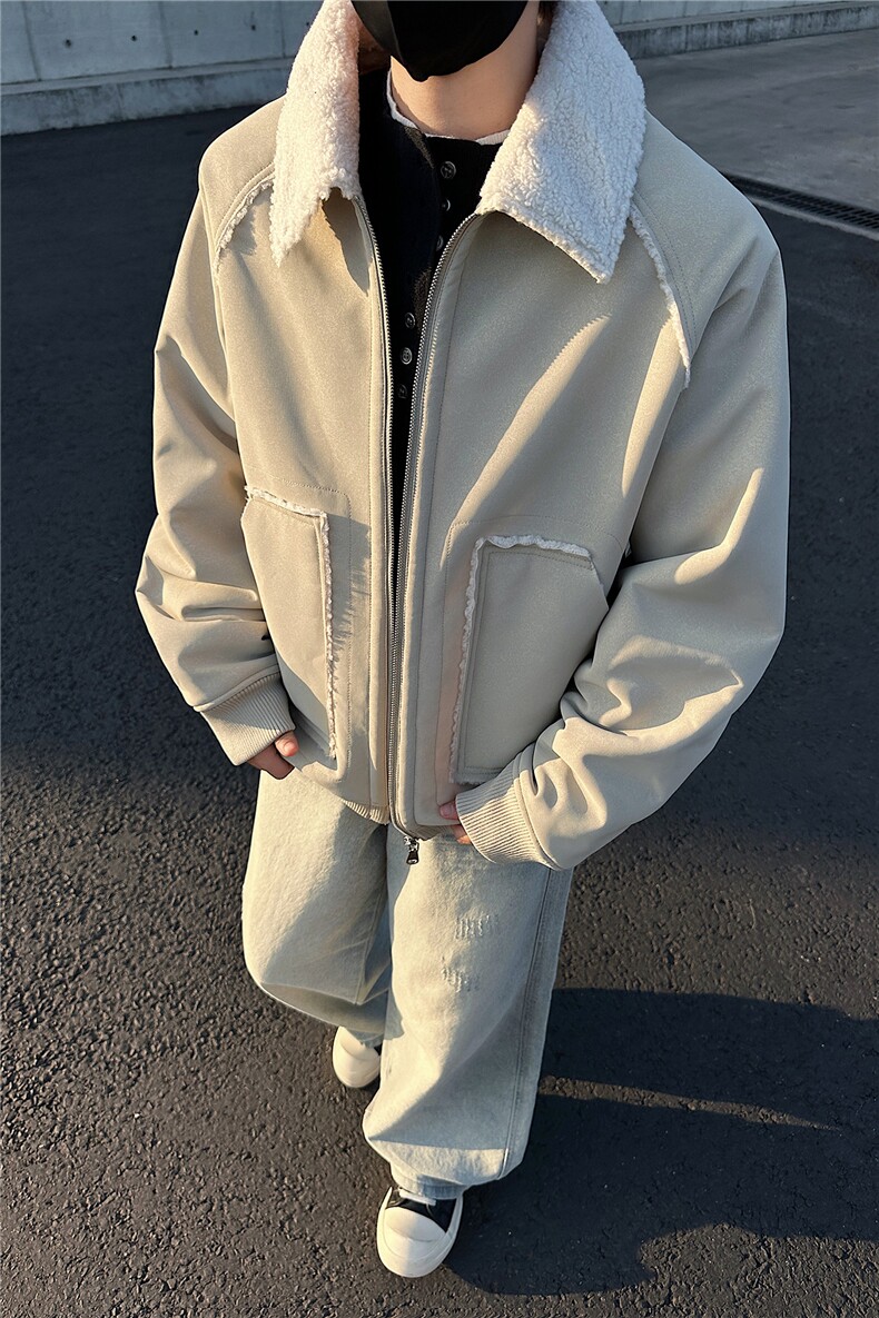 皮毛一体保暖夹克男女同款翻领棉衣外套GS63008,男装夹克,星座1206（原A206）