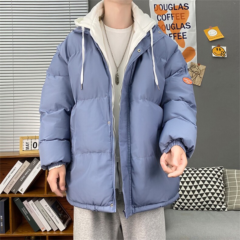 23冬季新款港风棉衣男女情侣假两件宽松连帽加厚棉服WT08无标-P60,男装棉衣,星座1402-1