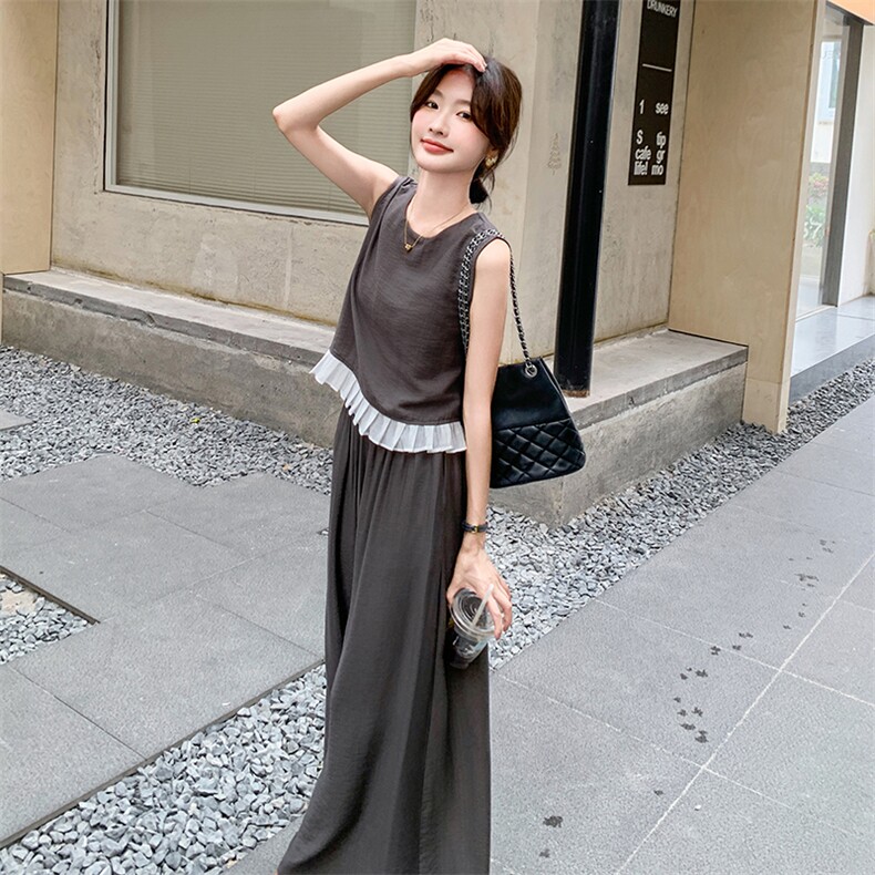 新款现货主推下摆压绉木耳边套装9860-P125-K178,女装套装/套裙,2C129