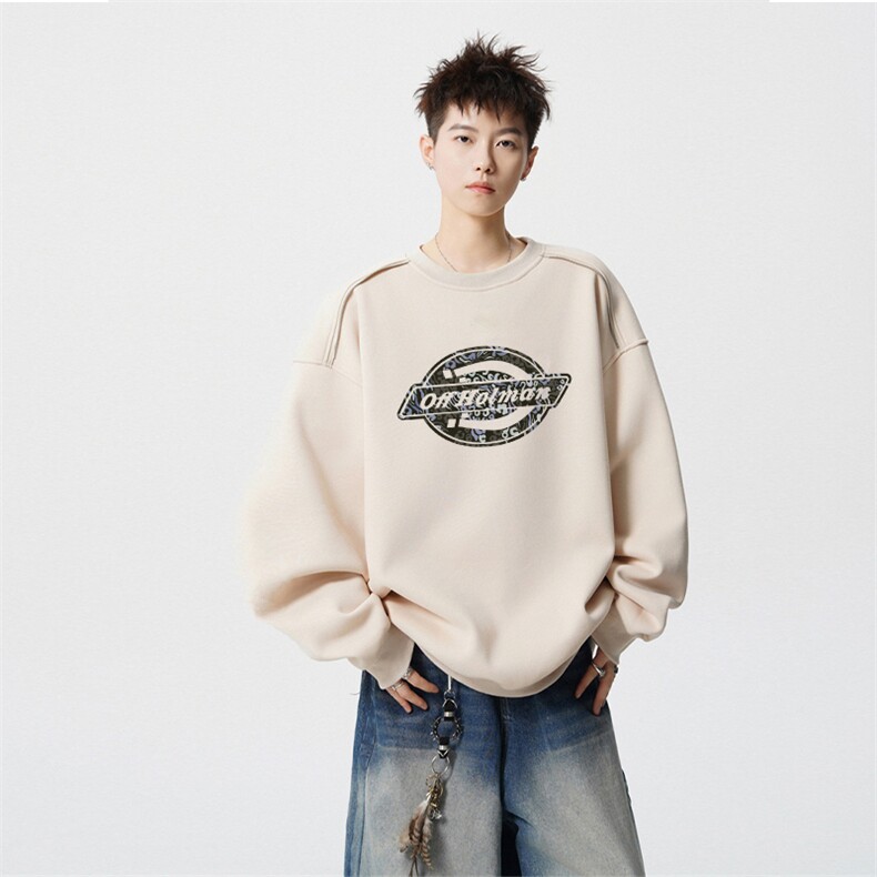 得物供货、重磅420克现货圆领卫衣宽松HD019-1-WY2753LL-P35,男装卫衣,电商019-1