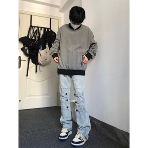 B221 美式ins高街暗黑小众个性微喇牛仔裤 LK23018-P65 控88图片