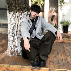 美式正肩夹克男生春季穿搭2025新款翻领行政上衣简约休闲西服外套，男装西服，星座1210-1