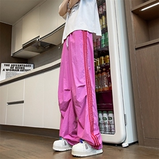 多巴胺情侣裤子美式条纹速干冰丝夏季宽松潮牌休闲裤男k977-P36，男装休闲裤，星座1008