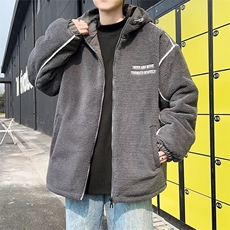 羊羔绒棉衣外套男女同款冬季棉服撞色连帽保暖夹克棉袄子W63，男装夹克，星座1116A-1（原606A）