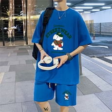 ！2023夏季新款男士华夫格短袖T恤套装半袖一套HTZ37P50，男装T恤，电商B220