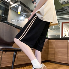 8XL-M冰丝薄款垂感撞色特大码休闲运动五分短裤DK1509P35控48，男装休闲裤，电商D206-1