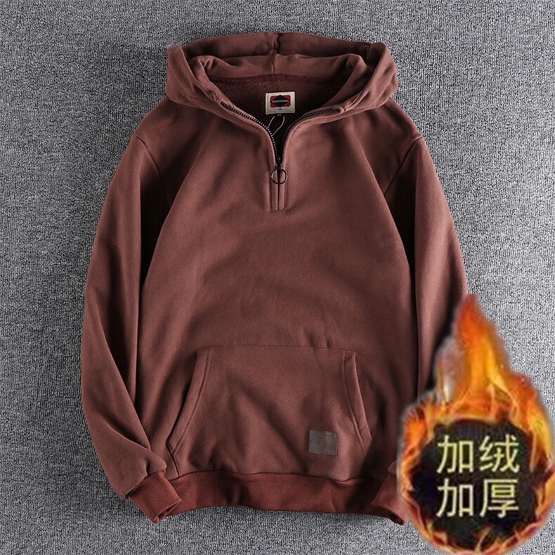 复古秋冬加绒加厚男连帽袋鼠兜长袖套头卫衣外套WY3338P44-P48,女装短外套,星座1013-5