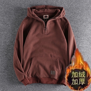 复古秋冬加绒加厚男连帽袋鼠兜长袖套头卫衣外套WY3338 P44-P48图片