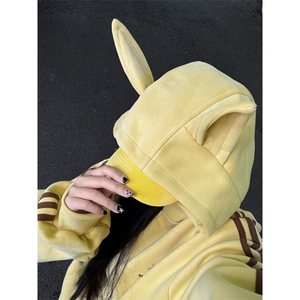 【有货】A1021CC-特P52 三杠条纹织带小恶魔耳朵连帽开衫卫衣男女图片